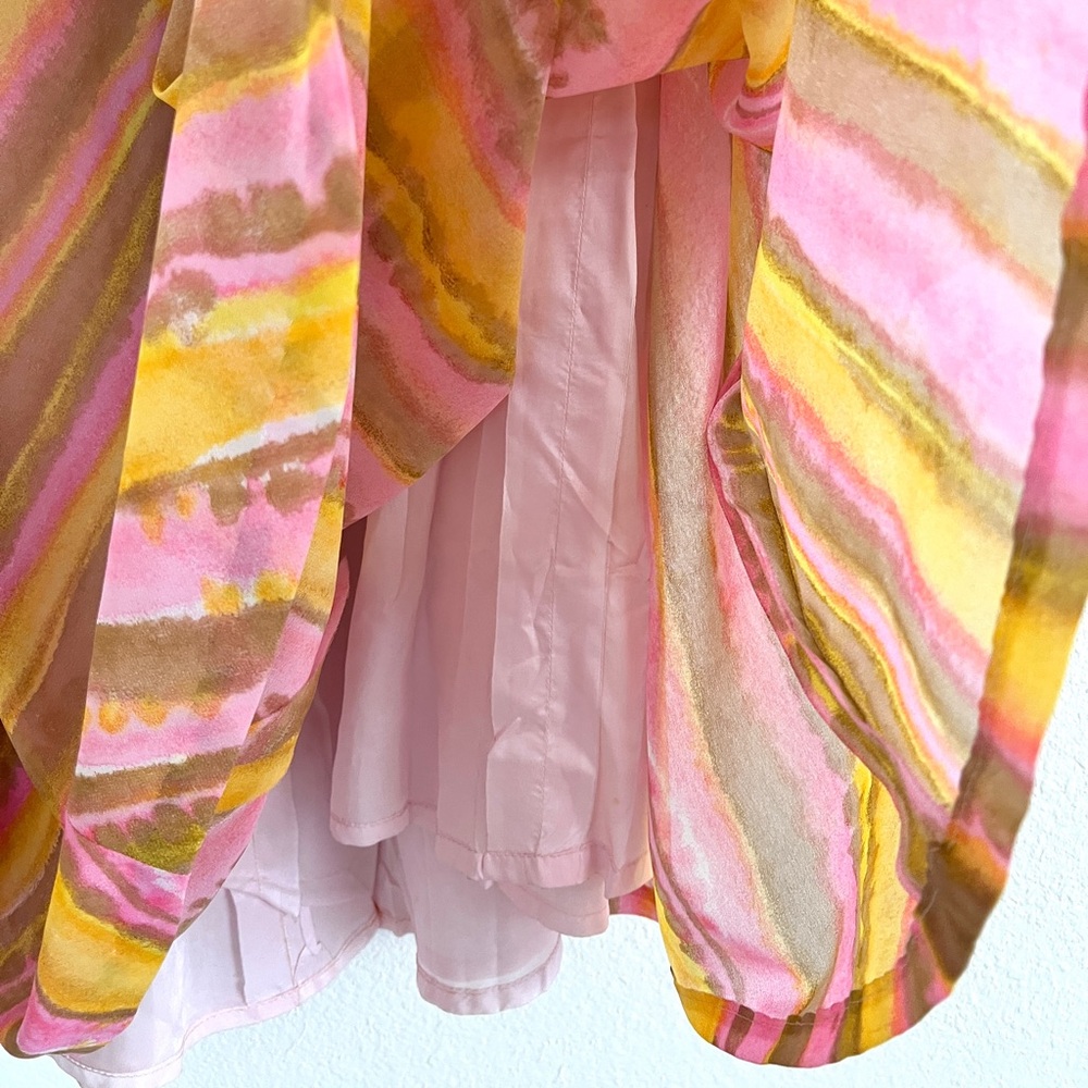 VINTAGE 60s pink yellow chiffon maxi skirt / size 26'' - Picture 6 of 6